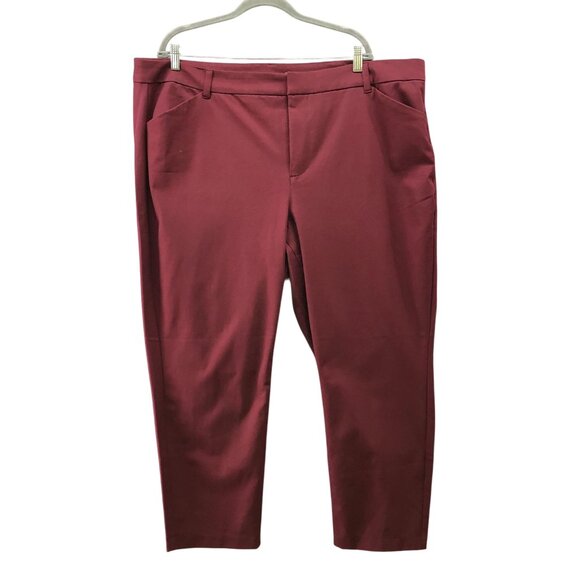 Old Navy High Rise Pixie Ankle Pants Womens Plus Size 24 Raisin Red Burgundy - Picture 1 of 10